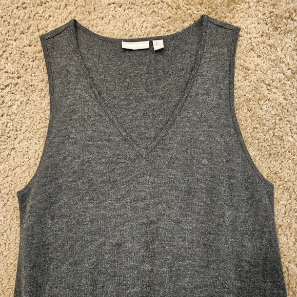 Nordstrom Elegant Wool Blend Gray V-Neck Sleeveless Maxi Dress, Size Large - Picture 2 of 8